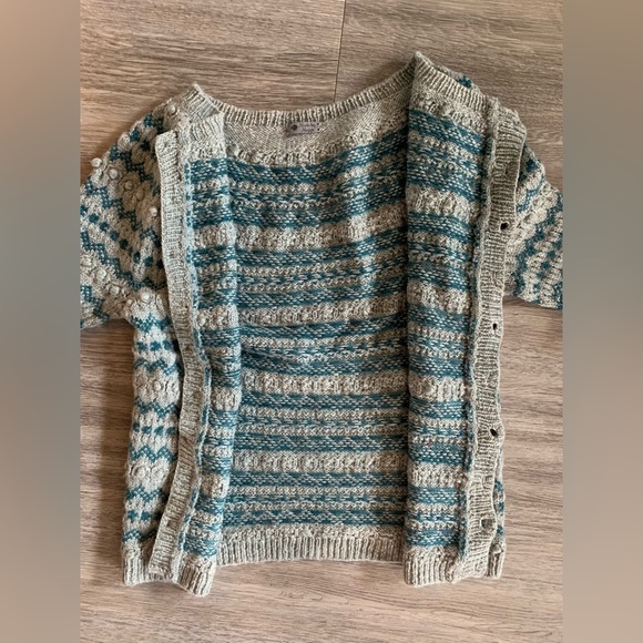 Hand knit (handmade) colourwork wool button down cardigan - Picture 5 of 5